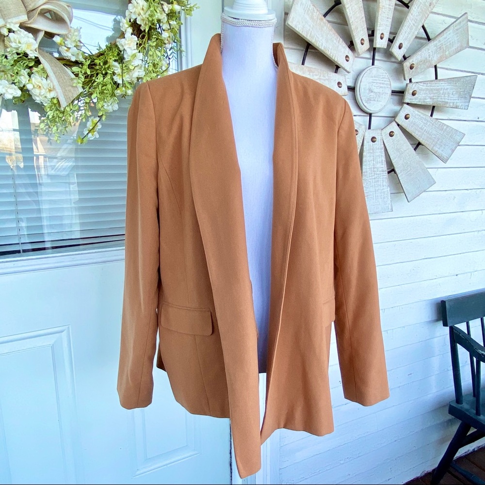 Camel Brown Drape Front Career Blazer